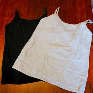 Nursing built-in-bra tank tops,  black and grey